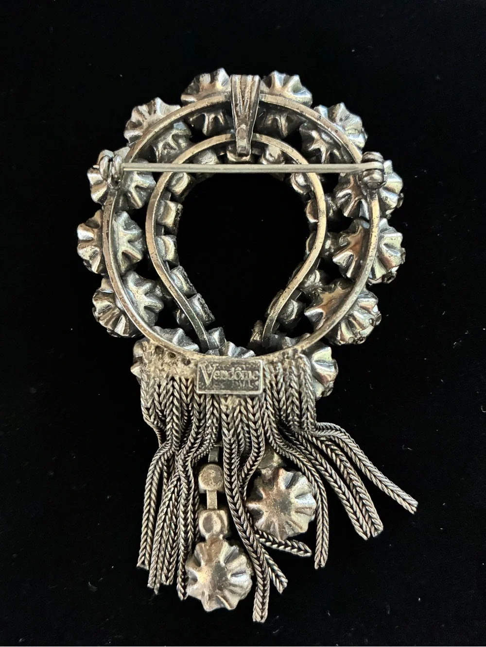Vendome Rare Aurora Crystal Fringe Brooch or Pendant - Iridescent Blues